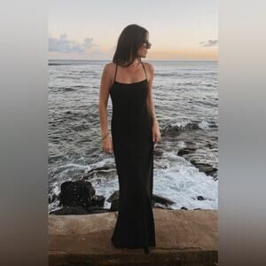 Show Me Your Mumu Black Slip Strappy Maxi Dress 100% Cotton size XS NWOT 90s